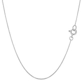 14k White Solid Gold Mirror Box Chain Necklace, 0.6mm fine designer jewelry for men and women
